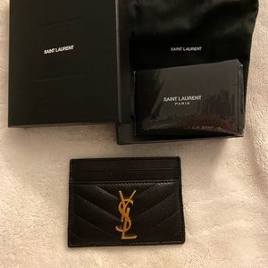 Saint Laurent YSL Black/Gold Monogram Card Holder